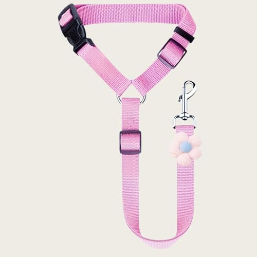 Dog Car Seat Belt Tether Adjustable Quick Release Buckle with Metal Clip, Secure Pet Seatbelt for Car SUV Travel, Pink - color: Pink
