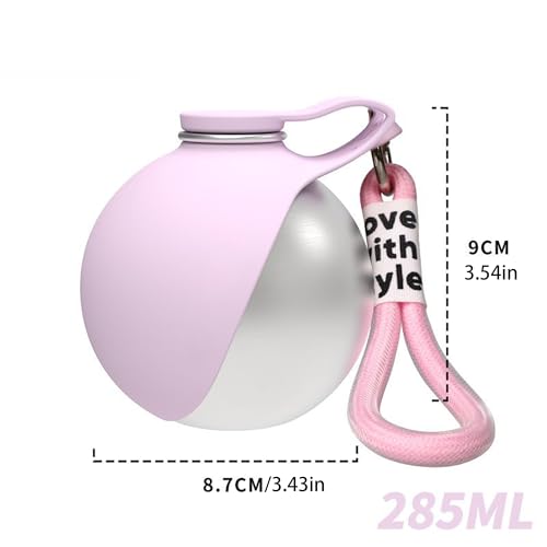 2 in 1 Portable Dog Water Bottle Portable Dog Water Bottle with Silicone Foldable Bowl Leak Proof Stainless Steel Dog Bottle for Hiking Compact Pet Water Bowl (Pink A) - color: Pink A