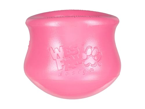 WEST PAW Zogoflex Toppl Interactive Treat Dispensing Puzzle Dog Toy for Mental Stimulation & Enrichment-Holds Kibble & Treats-Lickable, Freezable & Dishwasher Safe-Made in USA-Large-Geranium - color: Geranium, size: Large