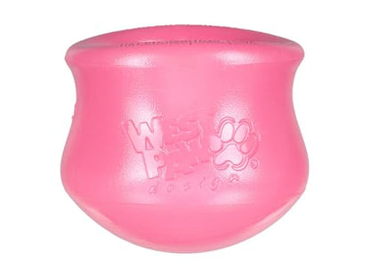 WEST PAW Zogoflex Toppl Interactive Treat Dispensing Puzzle Dog Toy for Mental Stimulation & Enrichment-Holds Kibble & Treats-Lickable, Freezable & Dishwasher Safe-Made in USA-Large-Geranium - color: Geranium, size: Large