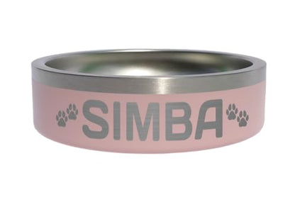 Custom Dog Bowl with Paws and Name - Engraved, Nonslip, Personalized, Custom Cat Bowl, 304 Stainless Steel, Feeding, Pet Supplies (Light Pink, Small -18oz) - color: Light Pink, size: Small -18oz