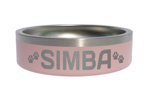 Custom Dog Bowl with Paws and Name - Engraved, Nonslip, Personalized, Custom Cat Bowl, 304 Stainless Steel, Feeding, Pet Supplies (Light Pink, Small -18oz) - color: Light Pink, size: Small -18oz
