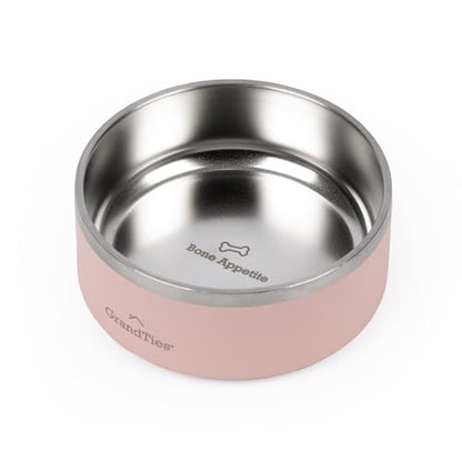 GrandTies Stainless Steel Engraved Pet Bowl | Reusable BPA-Free Insulated Pet Bowls | Large Heavy Duty Non Skid Spill Proof Dog Bowl | Outdoor Dog Water Bowl (18oz, Peach Crème) - color: Peach Creme, size: 18oz