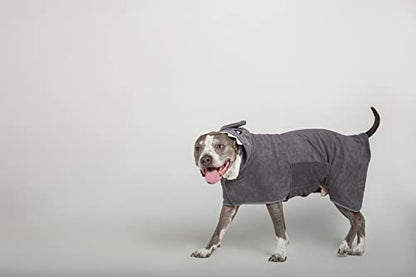 BoxDog Wearable Microfiber Dog Towel with Monster or Shark Hoodie | Soft Dog Bathrobe (Medium, Grey Shark) - color: Grey Shark, size: Medium