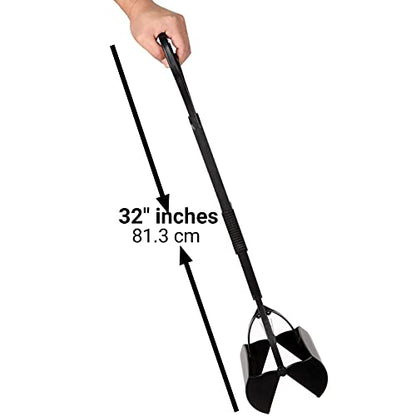 Mr. Peanut's 32" Tall Profile Pooper Scooper, ABS Plastic Frame & Waste Bin with Double Spring Clamp, Lightweight Design, Simple One Click Assembly