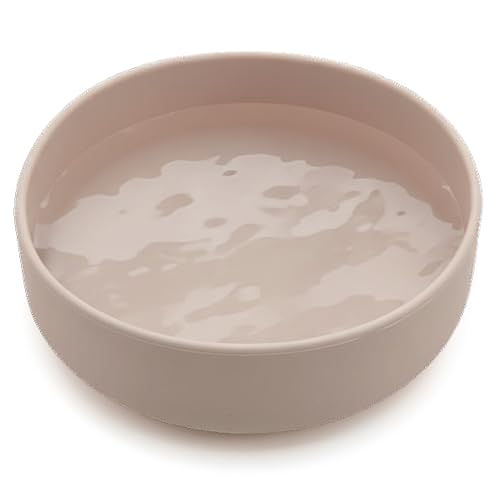 Should We Go? The Perfect Dish No-Spill Dog Water Bowl, Less Mess Non-Tippable Water & Food Bowl, Pure Silicone with Suction Cup, Fits 5 Cups 7.5" Across x 2.25" Tall, Ideal for All Pets, Medium-Sand - color: Sand, size: Medium (7.5” Across x 2.25” Tall)