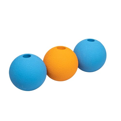 Amazon Basics Interactive Bouncy Supreme Durable Natural Rubber Dog Toy Balls, Easy to Clean, 2.5 inch, Blue, Orange, Pack of 3 - size: 2.5 inch, style: Supreme Balls (Pack of 3)