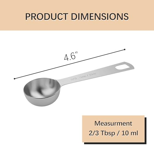 1PCS 2/3tbsp (2tsp, 10ml, 1/3oz) Single Measuring Spoon, Stainless Steel Individual Teaspoons Only - size: 2/3 tbsp | 2 tsp | 10 mL | 10 cc | 1/3 oz