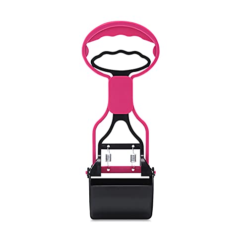 Pet Pooper Scooper for Dogs Cats Non-Breakable High Strength Material Durable Spring Easy Pick Up Grass Gravel Jaw Claw Rake for Kids Children Women Men (Pink) - color: Pink