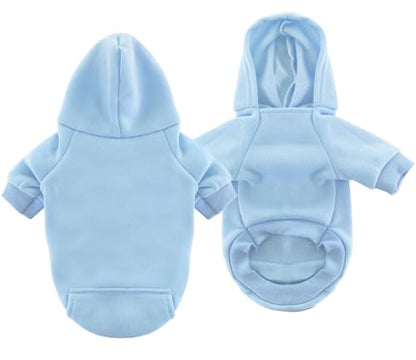 Idepet Pet Dog Hoodies Dog Clothes for Small Dogs Vest Chihuahua Clothes Warm Coat Jacket Autumn Puppy Outfits Cats Dogs Clothing(S,Light Blue) - color: Light Blue, size: Small