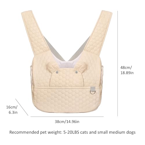 Dog Backpack Carrier for Small Dogs, Cat Carrier Sling, Front Facing Pets Chest, Adjustable Straps & Safety Lock, Hands-Free Dog Carrier, Gifts for Hiking, Biking & Daily, Fit 5-15 Lbs (Beige) - color: Beige
