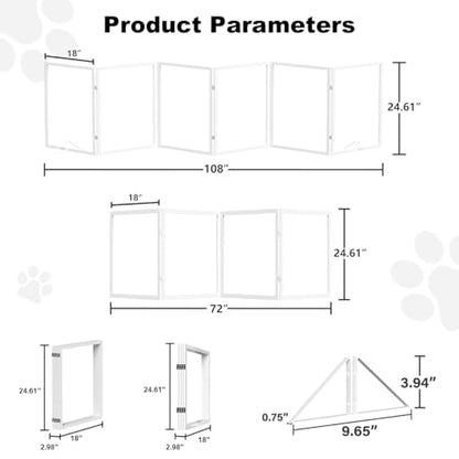 Extra Wide Clear Dog Gate ，4 Panel （71.97" W*24.61" Tall ） Wooden Dog Gate, Clear Acrylic Pet Gate，Transparent Freestanding Pet Gate for Doorways Stairs - size: 72" W*24.61" Tall (4 Panel)