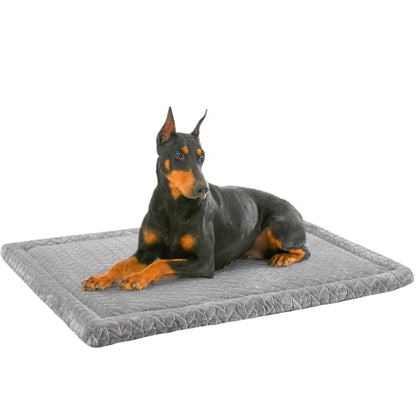 BEAUTYZOO Dog Bed Crate Pad 48 x 30 inch, Washable Dog Crate Mat for XX-Large Sized Dogs, Anti-Slip Pet Crate Bed Kennel Pad, Durable Cozy Puppy Sleeping Mat Rectangle Mattress, Grey - color: Wheat, size: 48.0"L x 30.0"W x 1.1"Th