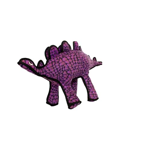 TUFFY - World's Tuffest Soft Dog Toy - Dinosaur Stegosaurus- Squeakers- Multiple Layers. Made Durable, Strong & Tough. Interactive Play (Tug, Toss & Fetch). Machine Washable & Floats - color: Purple Stegosaurus Dinosaur