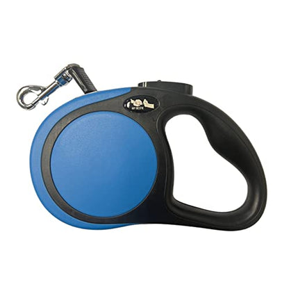 My Bestie - Retractable Dog Leash w/Anti-Slip Handle 360° Tangle-Free | 16 ft. Strong Nylon Tape | One-Handed Brake, Pause, Lock, Heavy Duty Pet Leash for X-Small/Small/Medium up to 44 lbs-Blue/Black