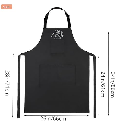 Gliitatu Dog Grooming Apron Smock Waterproof Apron for Dog Groomer Hair Resistant Barber Apron for Salon (1 Pack) - color: 1 Pack