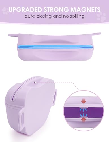 heouvo Dog Treat Pouch with Training Clicker, Upgrade Stronger Magnetic Closure to Avoid Spilling, 1.67 Cup Silicone Treat Bag Fanny Pack with Waist Belt for Pet Training Walking (Violet) - color: Violet