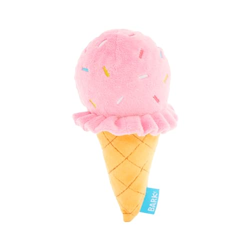 Barkbox Slobbery Ice Cream Cone Dog Toy | Plush Crinkle Toy with Hidden Squeaker Ball Inside | Squeak & Discover Toy for Small to Medium Dogs - color: Slobbery Ice Cream Cone