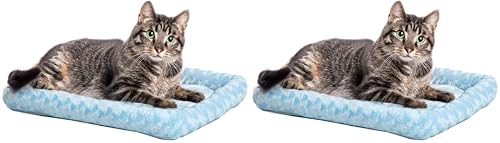 MidWest Homes for Pets QuietTime Fashion XXS Dog Bed – Blue Faux Fur Bolster, Ultra-Soft and Machine Washable, Fits 18-Inch Crates and Carriers, for Small Dogs and Cats (Pack of 2) - color: Blue, size: 18 Inch (Pack of 2)