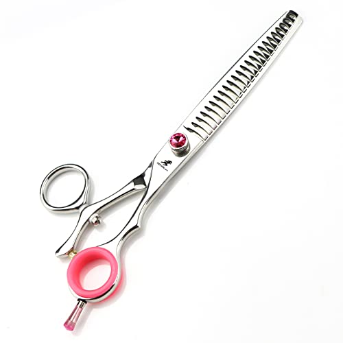 Pet Grooming Scissors Set - 3PCS 7.5 Inch Grooming Shears with Straight, Curved and Thinning Scissors, 440C Stainless Steel, Rotating Handle and Grooming Comb,B - size: B