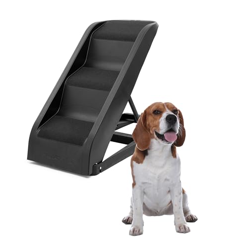 PetSafe Happy Ride Side Door Dog Stairs for Cars & SUVs, Foldable Back Seat Dog Steps with 3 Heights