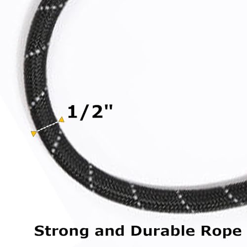6 FT Rope Dog Leash Shock-Absorbing - Padded Handle and Sliding Metal Buckle, Adjustable Heavy-Duty Reflective Rope for Walking Medium Large Dogs (Black) - color: Black