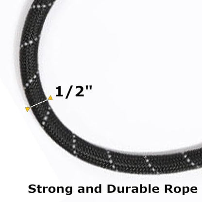 6 FT Rope Dog Leash Shock-Absorbing - Padded Handle and Sliding Metal Buckle, Adjustable Heavy-Duty Reflective Rope for Walking Medium Large Dogs (Black) - color: Black