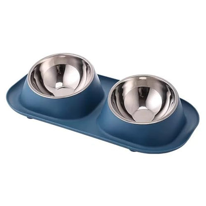 Anti Vomiting Double Feeding Bowls for Cats and Dogs Elevated Raise Tilted Cat Food Bowls No Spill Anti Skid Design Blue - color: Blue