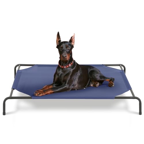 Magshion Elevated Dog Bed, Raised Pet Cot with Non-Slip Feet, Cooling Breathable Mesh Fabric Pet Cot Bed for Indoor Outdoor Use for Extra Large Dogs and Cats up to 120 lbs, Navy