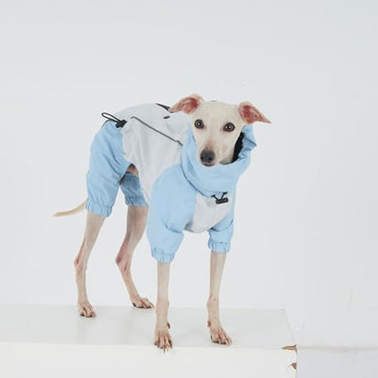 Dachshund Dog Raincoat with Legs, Waterproof Full Body Jacket, Hooded Outdoor Windbreaker for Small & Medium Dogs, Mini Dachshund Puppy Coat (Blue,M(13-17 lbs)) - size: Medium (13-17 lbs)