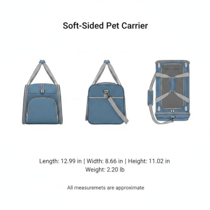 Durable Oxford Cloth Soft-Sided Pet Carrier, Foldable Travel Crate for Cats and Small Dogs up to 15 lbs, Portable Collapsible Bag for Car and Vet Visits