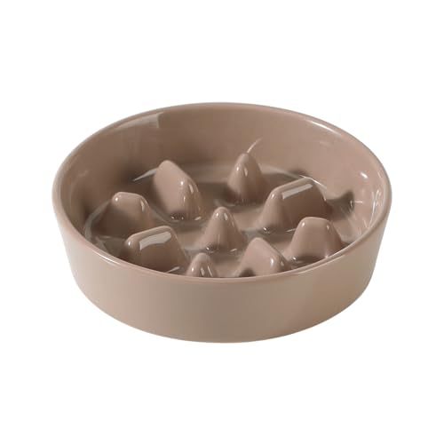 Havniva Ceramic Slow Feeder Dog Bowls, 0.9 Cups Dog Bowl Slow Feeding for Small Breed, 6.1inch Puzzle Dog Food Bowl Slow Feeder Non-Slip Anti-Gulping and Anti-Choking Reduces Bloating - color: 1 x Brown Coffee-C, size: 6.1inch