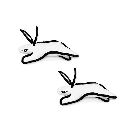TUFFY® : 2 Pack Jr Rabbit Dog Toy: Ultra Durable Plush Toy with Multiple Layers & Reinforced Seams, Washable and Floats, Original Construction - color: 2PK White Jr Rabbit