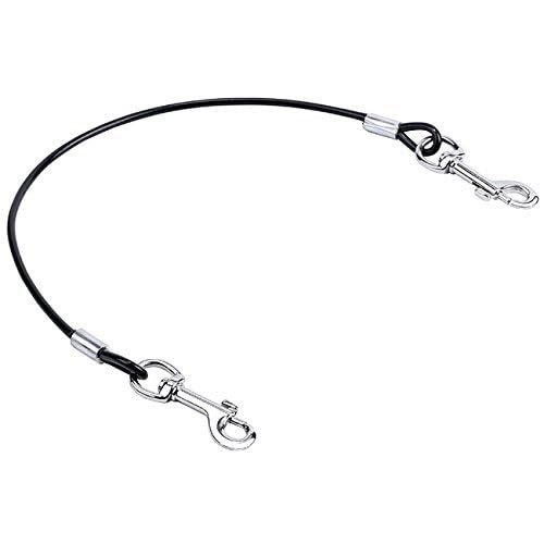 Mogoko Pet Dog Car Seat Belt Restraint, Coated Stainless Steel Chew Proof Dog Vehicle Safety Tether Cable, Double Clip No-Chew Pet Car Leash Lead-16 Inch Black - color: Black, size: 16 inches