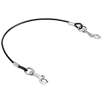 Mogoko Pet Dog Car Seat Belt Restraint, Coated Stainless Steel Chew Proof Dog Vehicle Safety Tether Cable, Double Clip No-Chew Pet Car Leash Lead-16 Inch Black - color: Black, size: 16 inches