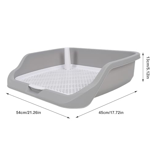 Indoor Dog Potty Tray Portable Multifunctional Pet Mesh Training Pad with Splashs Wall for Small Medium Animal 21.26x17.72x5.12in (Gray)