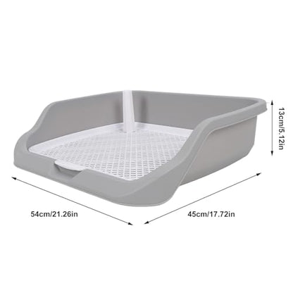 Indoor Dog Potty Tray Portable Multifunctional Pet Mesh Training Pad with Splashs Wall for Small Medium Animal 21.26x17.72x5.12in (Gray)