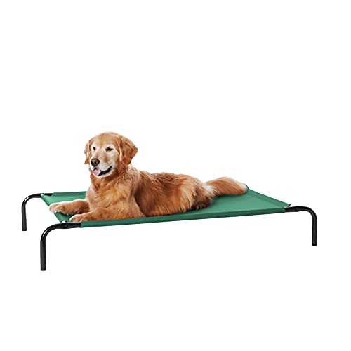 Amazon Basics Cooling Breathable Elevated Dog Bed with Metal Frame for Large Dogs, 51" x 31" x 8", Green, Easy to Assemble - color: Green, size: Large