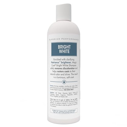 Four Paws Magic Coat Bright White Whitening Shampoo for Dogs with Natriance Brightener, Brightening Dog Wash, Removes Tear Stains, Almond Shea Butter Scent, 16 Ounce - size: 16 Ounces (1 Count), style: Bright White Dog Shampoo