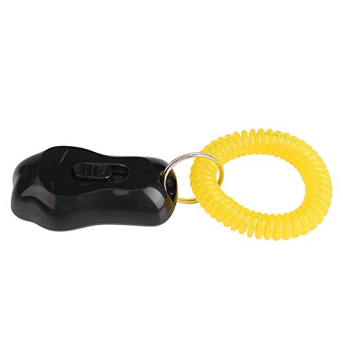 Adjustable 3 Gears Pet Dog Training Clicker Paw Shaped with Wrist Strap for Cats Birds(Black) - color: black