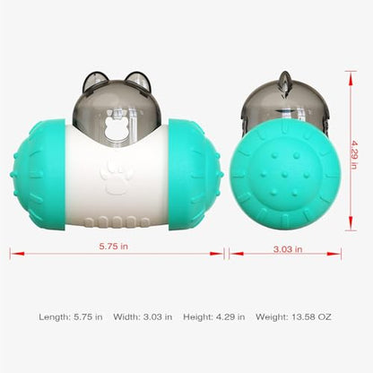 KAYNO Pet, cat and Dog Treat Dispenser Toys, pet Puzzle Food Funnel Toys, Food Grade Material, Non-Tipping, Clear Food Storage bin and Wheel Sliding Design. (Blue) - color: Blue