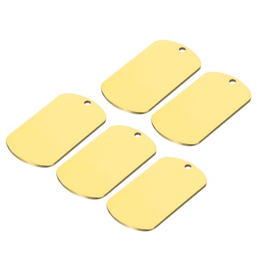 MECCANIXITY Metal Blank Tags, Stainless Steel, 5 Pack, 1.97"x1.1", Gold, DIY Engraving, Pet ID Tags - color: Gold, size: 1.97"x1.1"