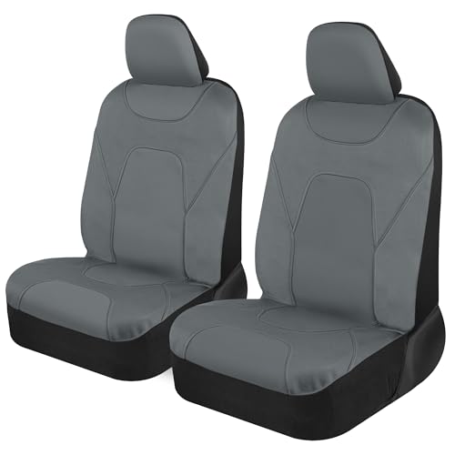 Motor Trend AquaShield Waterproof Front Seat Covers, Solid Gray Seat Covers for Cars – Neoprene Front Car Seats Cover, SUV Seat Covers Protector - Car Interior Cover for Auto, Trucks, & Dog Owners - color: a3-Gray Front Seats