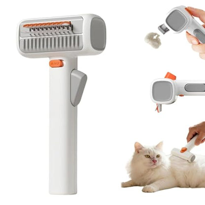 2-in-1 Pet Self-Detangling & Grooming Comb,Cats & Dog Dematting Brush & Undercoat Rake,Effective Tangle Remover, Gentle on Skin,Ergonomic Non-Slip Handle for Long,Thick, or Curly Fur