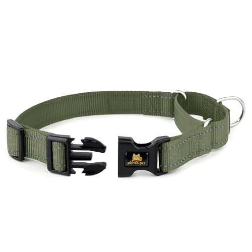 PLUTUS PET Reflective Martingale Collar with Quick Snap Buckle,No Pull Dog Choker Collar for Small Medium Large Dogs,XS,Ranger Green - color: Ranger Green, size: XS：10"-12"