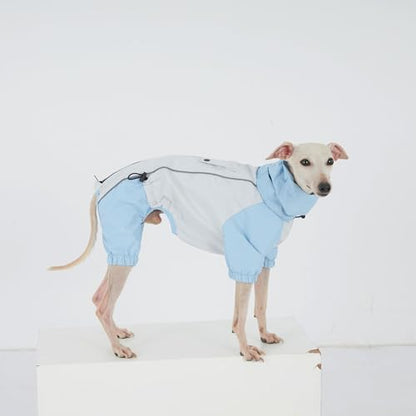 Dachshund Dog Raincoat with Legs, Waterproof Full Body Jacket, Hooded Outdoor Windbreaker for Small & Medium Dogs, Mini Dachshund Puppy Coat (Blue,M(13-17 lbs)) - size: Medium (13-17 lbs)