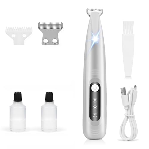 Dog Paw Trimmer,Upgraded Grooming Kit with LED Light,Type-C Rechargeable,Cordless Feature,IPX4 Waterproof,Low Noise Clipper for Dog and Other Pet's Hair Around Paw,Face,Eyes,Ears and Rump