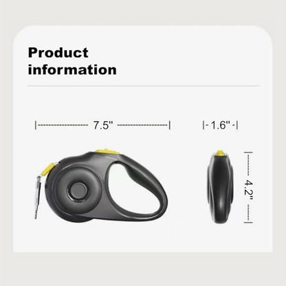 16.5 FT Retractable Leash for Large Dogs (110lbs). Tangle-Free Nylon Tape with One-Handed Brake & Lock for Total Control. with Anti-Slip Handle, One-Handed Brake, Pause, Lock