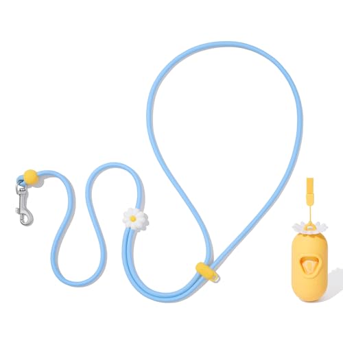 VETRESKA Crossbody Hands Free Dog Leash, 5FT Adjustable Rope Leash for Small Medium Dogs, Waist Multifunctional Leashes for Walking, No Pull Dog Leashes with Bag Dispenser, 2 in 1 Walk Set (Daisy) - color: Daisy Blue