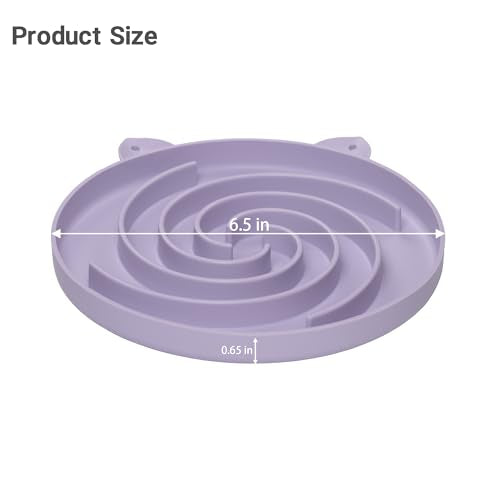 Bifeaw Slow Feeder Cat Bowl, Easy to Clean Silicone Bowl, Ideal for Dry and Wet Food (Purple and White) - color: Purple and White